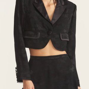 LoveShackFancy Black Zubin Crop Blazer